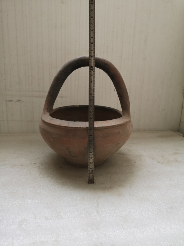 古玩陶瓷紅陶提籃拍賣,當前價格350元
