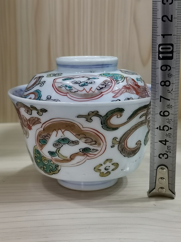 古玩陶瓷【精致蓋茶碗】晚清民國(guó)青花粉彩蓋碗拍賣，當(dāng)前價(jià)格390元