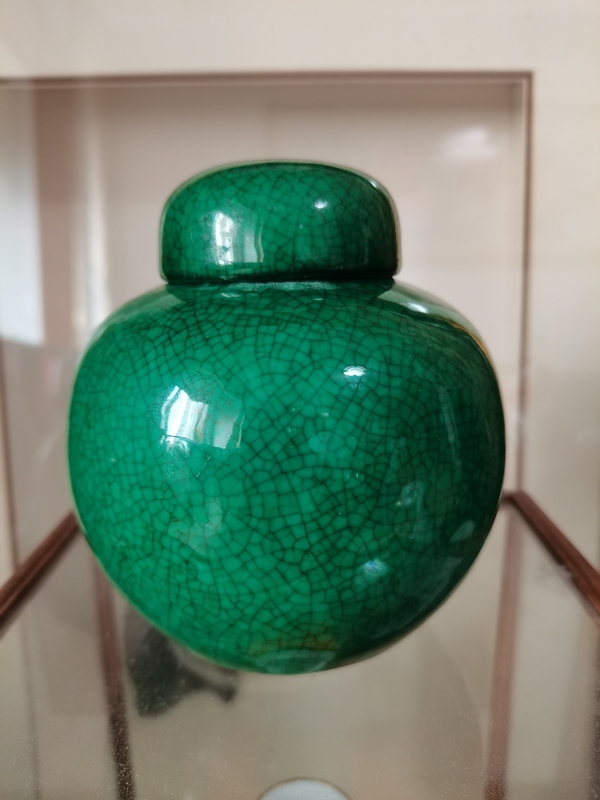 古玩陶瓷綠哥釉蓋罐拍賣，當前價格3680元