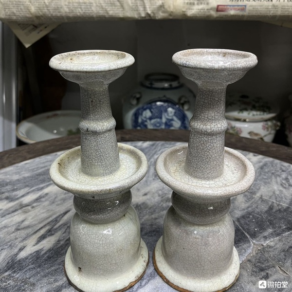 古玩陶瓷哥釉燭臺拍賣,當前價格4600元
