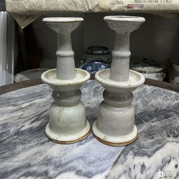 古玩陶瓷哥釉燭臺拍賣,當前價格4600元
