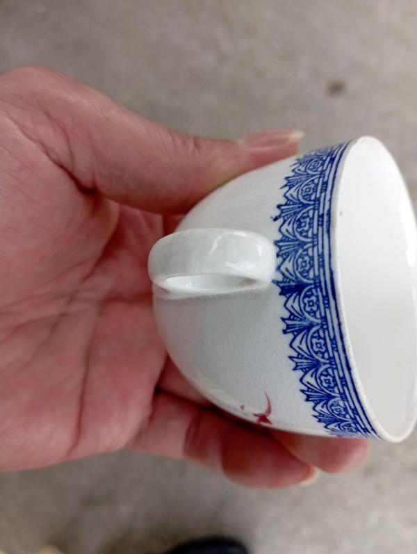 古玩陶瓷潮州楓溪大窯釉下五彩花卉紋杯拍賣,當前價格400元
