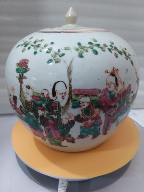 古玩陶瓷人物紋粉彩西瓜罐拍賣,當前價格5880元