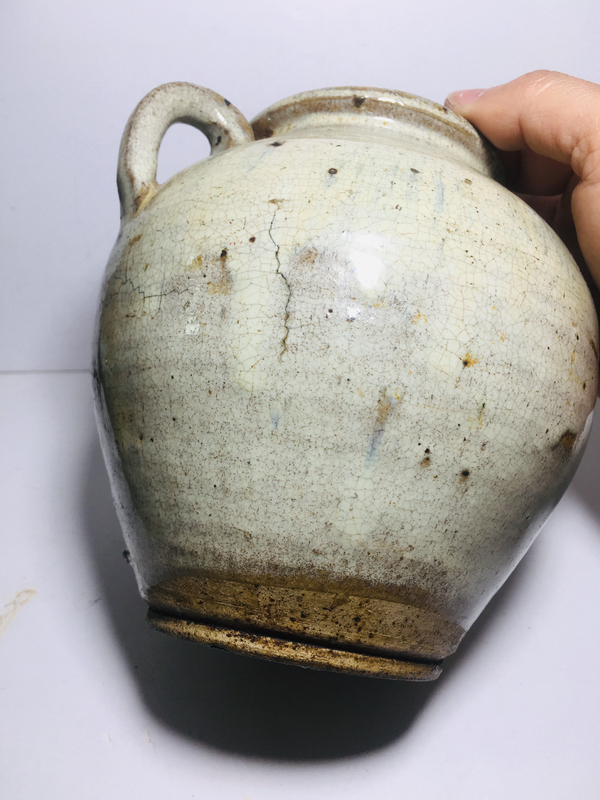 古玩陶瓷仿鈞窯月白釉窯變雙耳罐拍賣,當前價格5888元