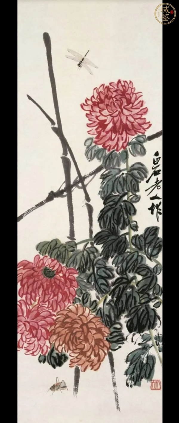 古玩字畫齊白石《菊花.蜻蜓圖》真品鑒賞圖