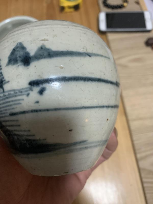 古玩陶瓷青花山水紋罐拍賣,當前價格1111元