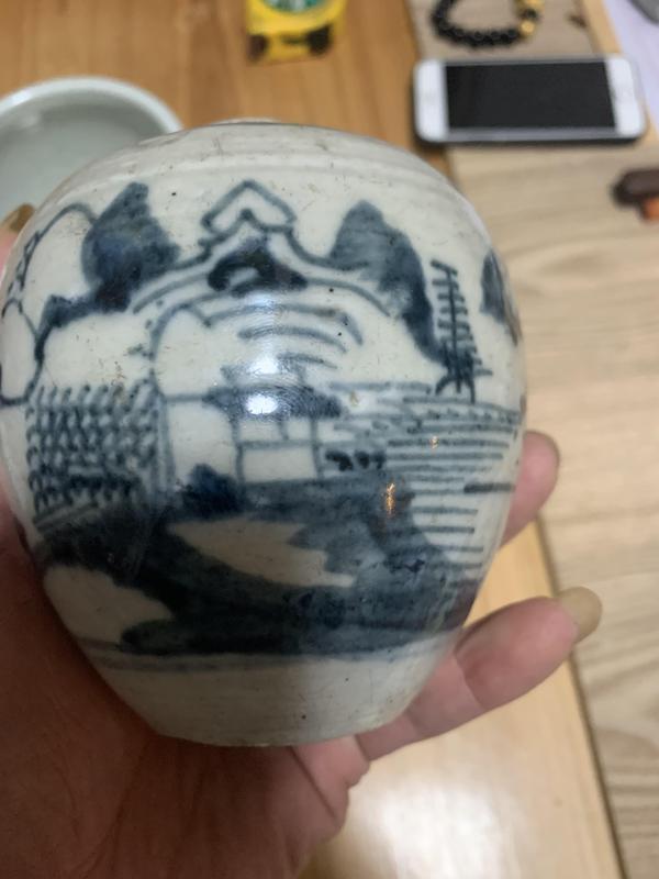 古玩陶瓷青花山水紋罐拍賣,當前價格1111元