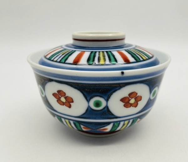 古玩陶瓷花卉紋五彩蓋碗拍賣,當前價格398元