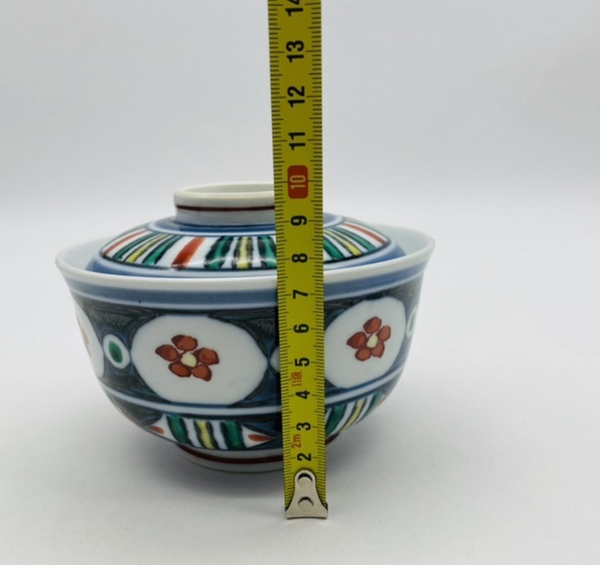 古玩陶瓷花卉紋五彩蓋碗拍賣,當前價格398元