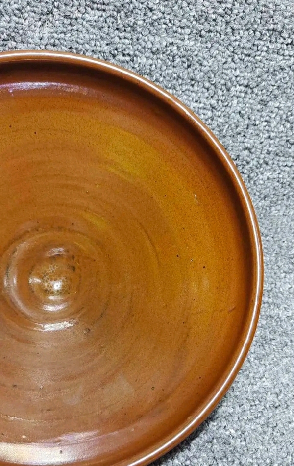 古玩陶瓷平臺保真元代?柿紅釉折沿碗拍賣,當前價格4444元