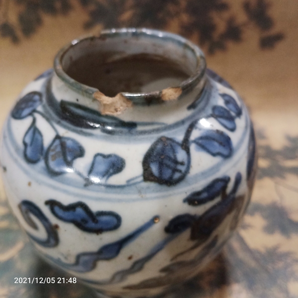 古玩陶瓷明萬歷青花鳳紋罐拍賣,當(dāng)前價(jià)格6800元
