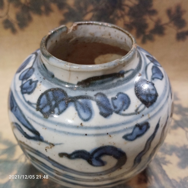 古玩陶瓷明萬歷青花鳳紋罐拍賣,當(dāng)前價(jià)格6800元
