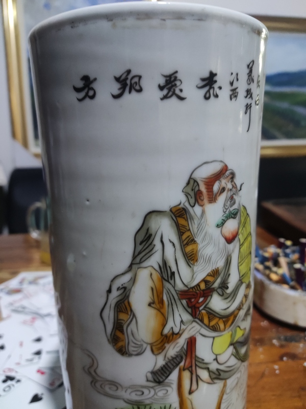 古玩陶瓷東方朔偷桃帽筒拍賣,當前價格3688元