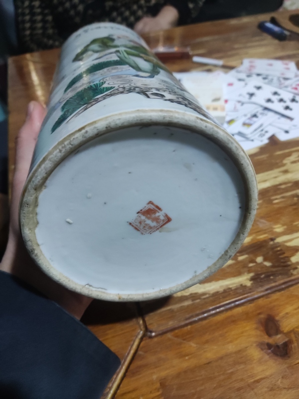 古玩陶瓷晚清東方朔偷桃帽筒拍賣,當(dāng)前價格3688元