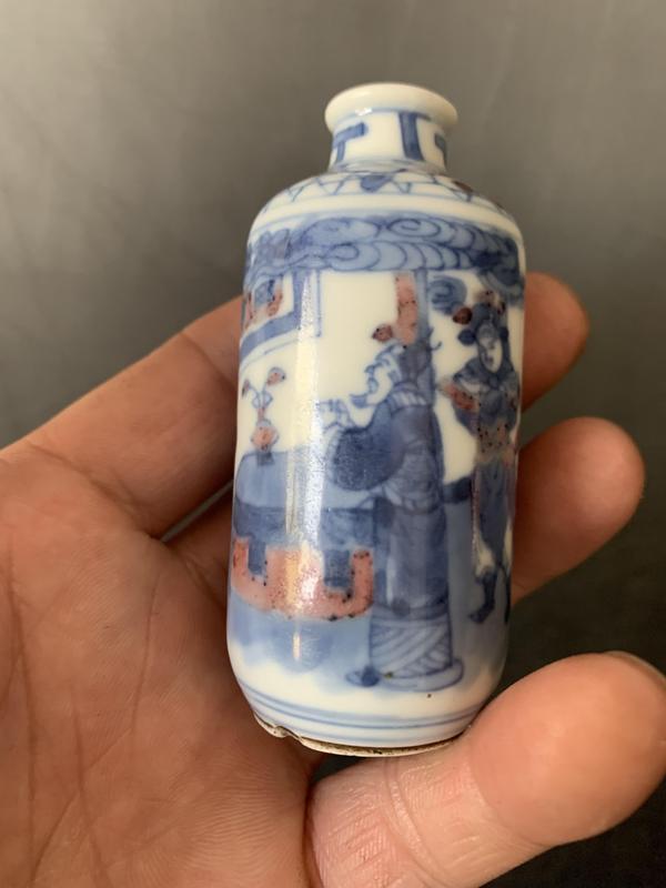 古玩陶瓷青花釉里紅人物故事鼻煙壺拍賣,當前價格8888元