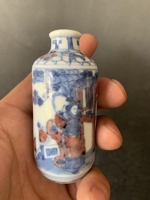 古玩陶瓷青花釉里紅人物故事鼻煙壺拍賣,當前價格8888元