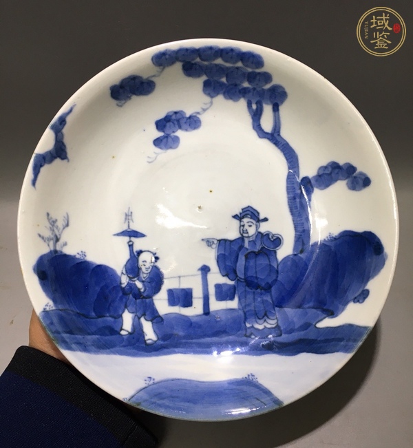 古玩陶瓷人物紋青花盤真品鑒賞圖