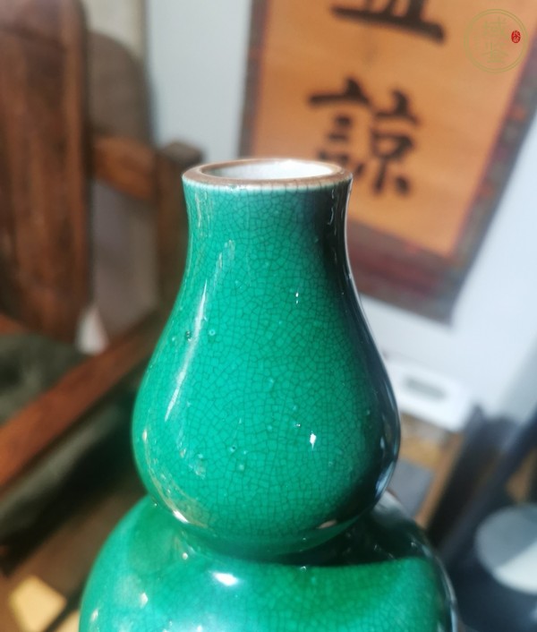 古玩陶瓷綠哥釉葫蘆瓶真品鑒賞圖