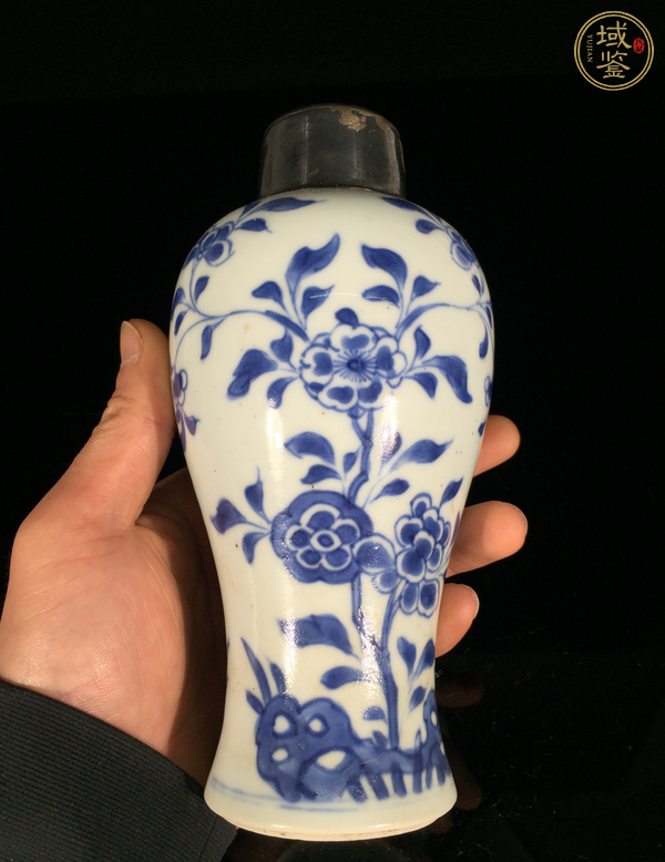 古玩陶瓷花卉紋青花雞腿蓋瓶真品鑒賞圖