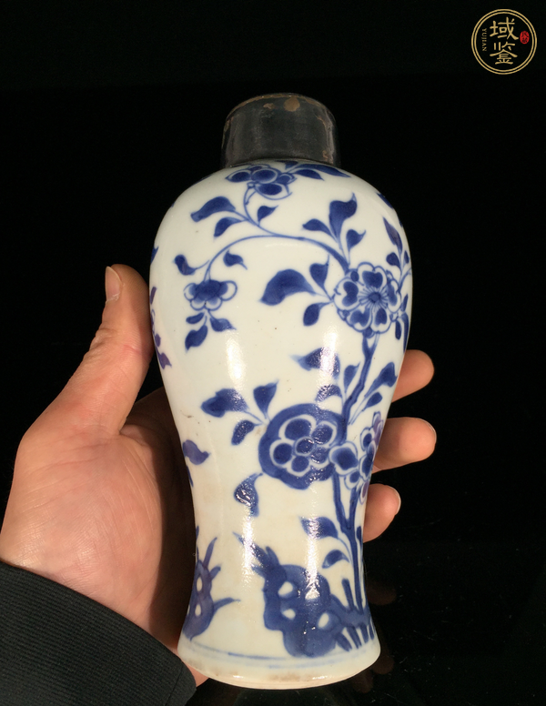 古玩陶瓷花卉紋青花雞腿蓋瓶真品鑒賞圖