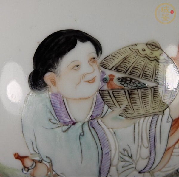 古玩陶瓷粉彩和合二仙紋花盆真品鑒賞圖