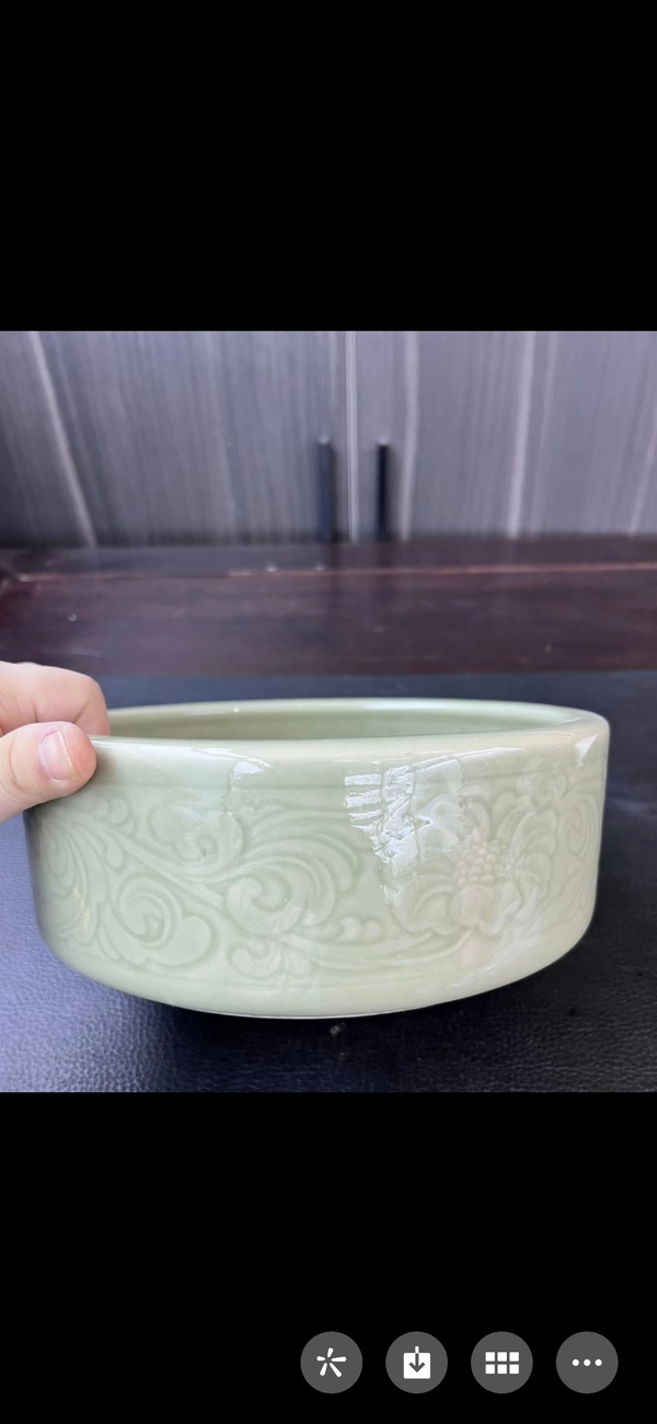 古玩陶瓷冬青釉刻花洗拍賣,當前價格8800元