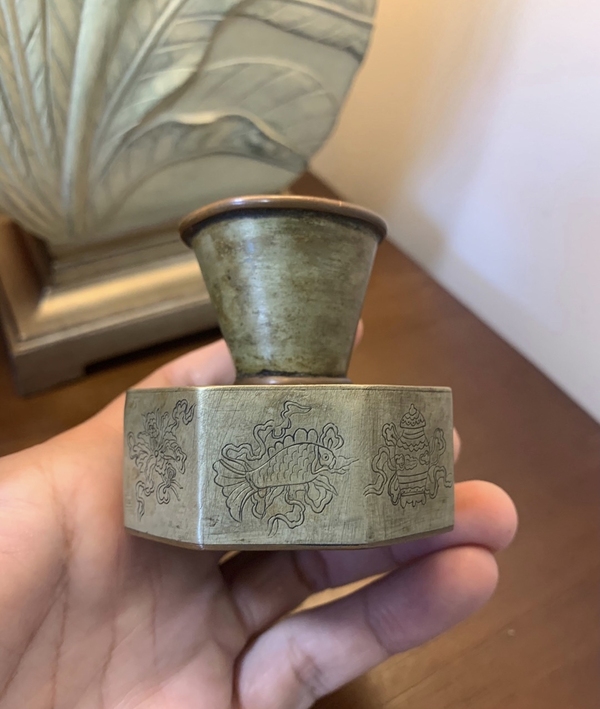 古玩杂项白铜油灯拍卖，当前价格15800元