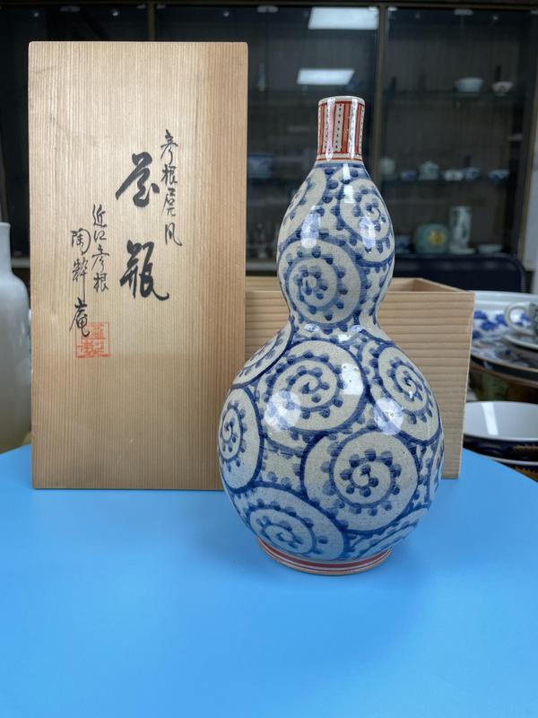 古玩陶瓷民國(guó) 精品青花加彩葫蘆瓶拍賣，當(dāng)前價(jià)格450元