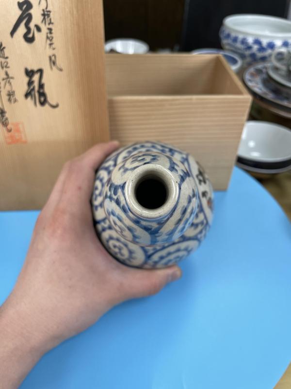 古玩陶瓷民國 精品青花加彩葫蘆瓶拍賣，當前價格450元