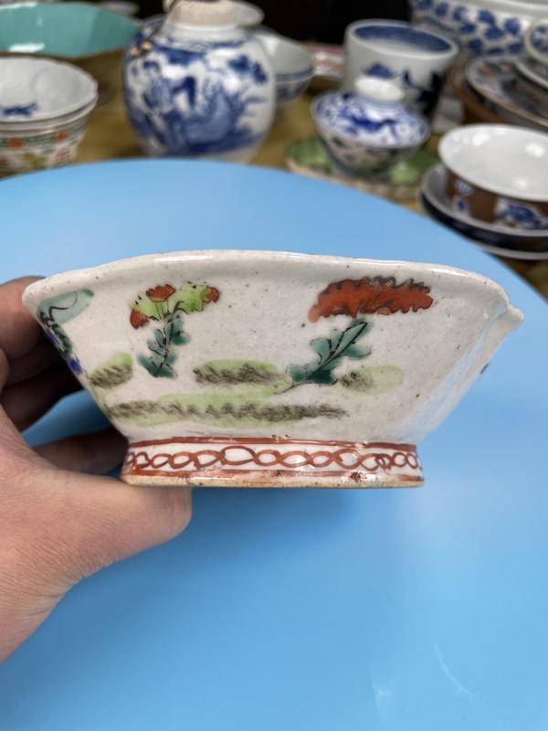 古玩陶瓷清晚 松石綠釉大雞圖粉彩貢碗拍賣,當前價格820元