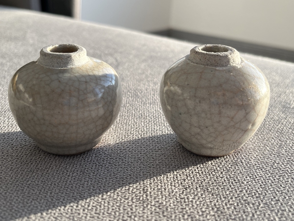 古玩陶瓷哥釉水盂一對拍賣,當(dāng)前價(jià)格1200元