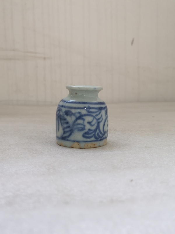古玩陶瓷青花淡描花卉紋水盂拍賣,當前價格555元