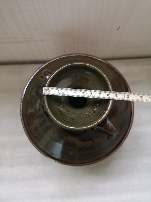 古玩陶瓷磁州窯窯變黑釉雙系瓶拍賣,當(dāng)前價格680元