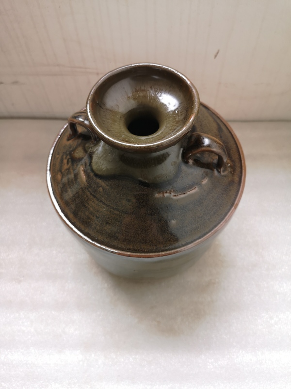 古玩陶瓷磁州窯窯變黑釉雙系瓶拍賣,當(dāng)前價格680元