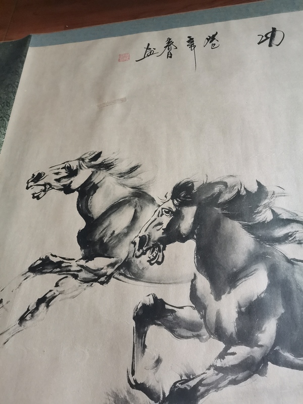 古玩字畫萬馬奔騰圖拍賣,當前價格660元