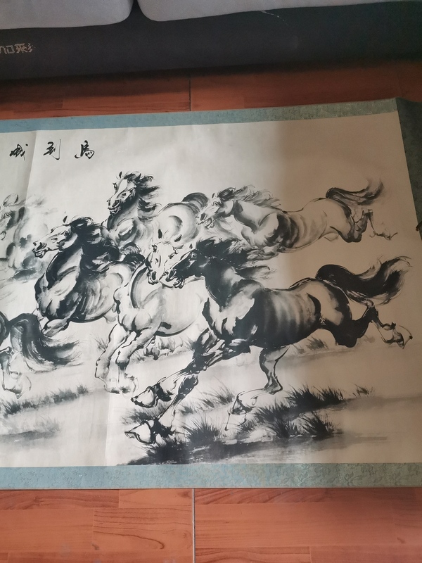 古玩字畫萬馬奔騰圖拍賣,當前價格660元