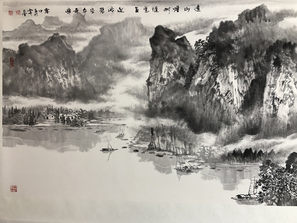 古玩字畫著名實(shí)力派畫家孫霽中遠(yuǎn)山近嶺拍賣，當(dāng)前價(jià)格1388元