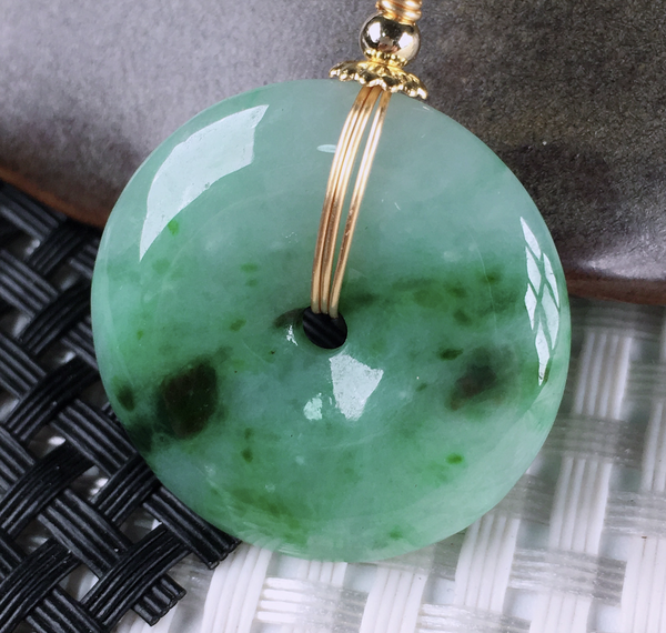 古玩玉器天然翡翠平安扣挂坠拍卖，当前价格498元