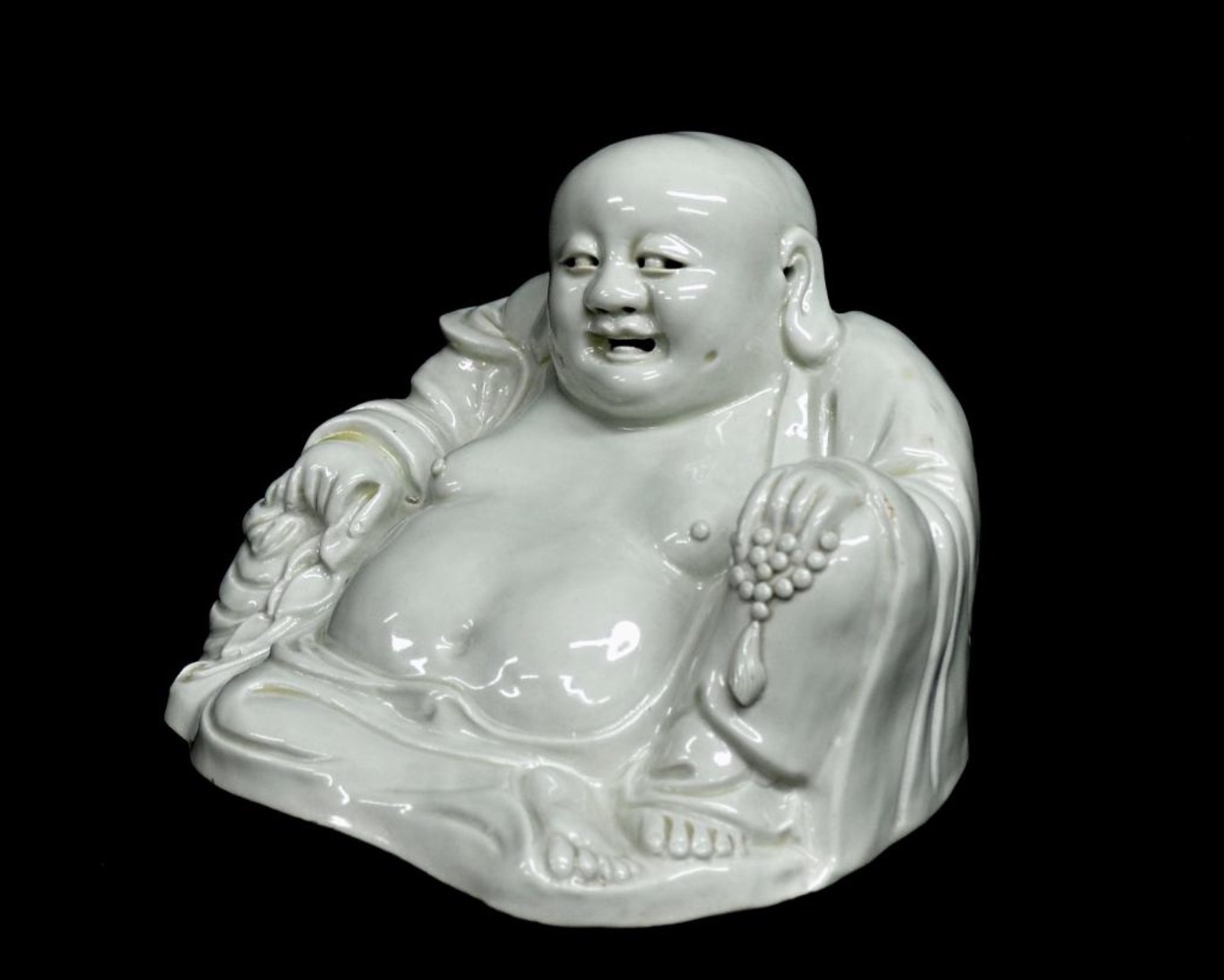 清代末期 徳化窯白釉弥勒佛座像 雕塑弥勒佛 塑雕弥勒佛白瓷布袋尊像 