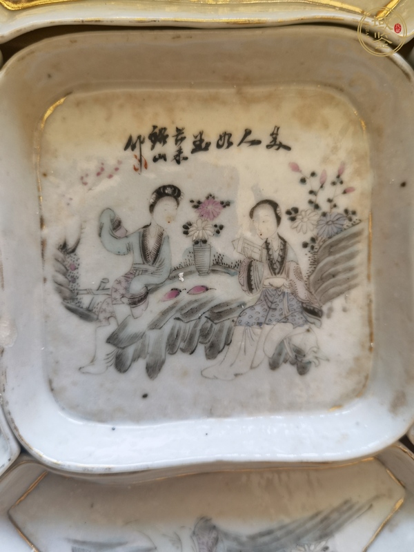 古玩陶瓷仕女紋粉彩盤(pán)真品鑒賞圖