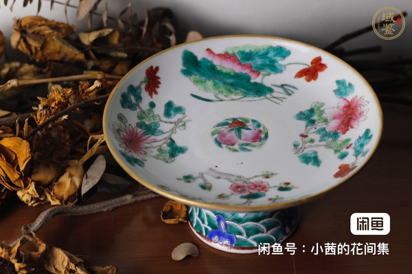 古玩陶瓷粉彩高足盤真品鑒賞圖