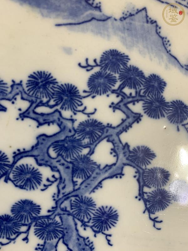 古玩陶瓷山水紋青花盤真品鑒賞圖