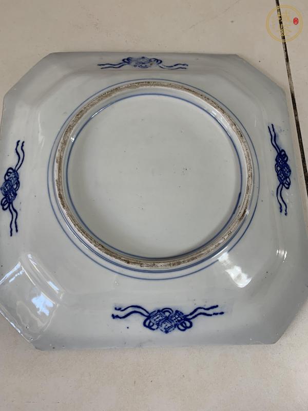 古玩陶瓷山水紋青花盤真品鑒賞圖