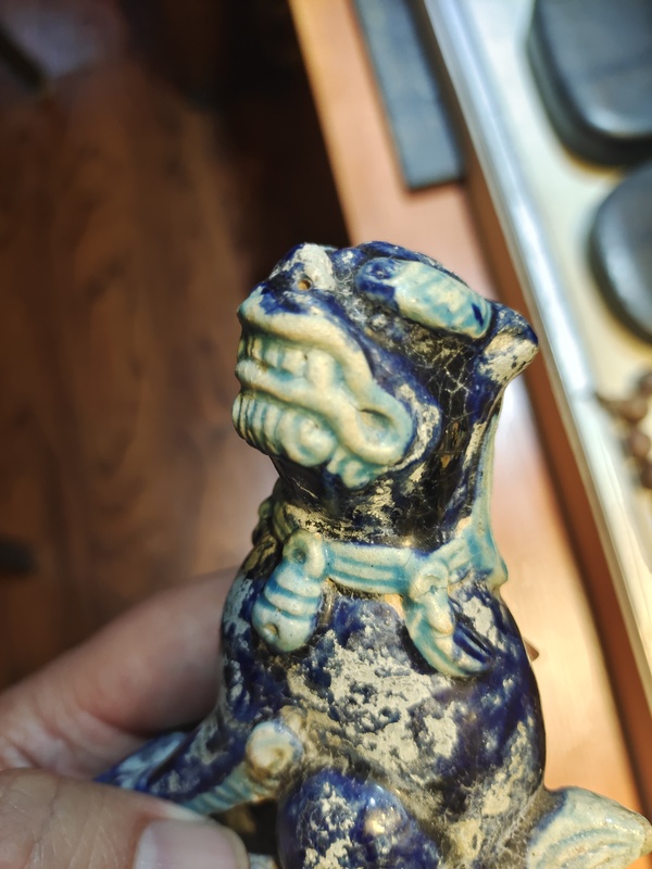古玩陶瓷清早期琺華彩獅子塑像一對拍賣,當前價格1800元