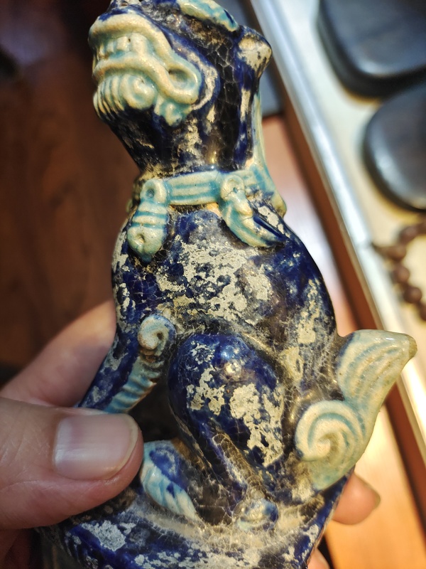 古玩陶瓷清早期琺華彩獅子塑像一對拍賣,當前價格1800元
