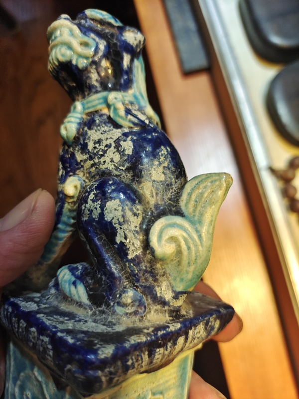 古玩陶瓷清早期琺華彩獅子塑像一對拍賣,當前價格1800元