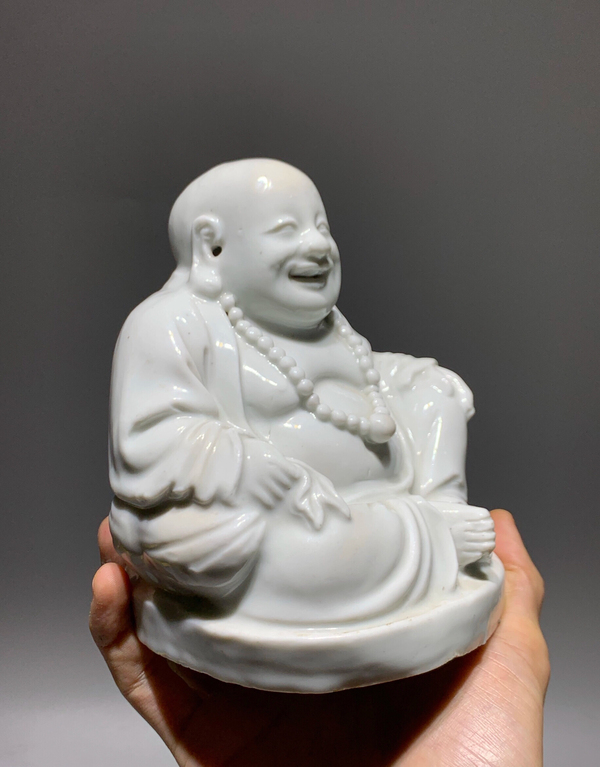古玩陶瓷白釉彌勒佛塑像拍賣,當前價格4888元