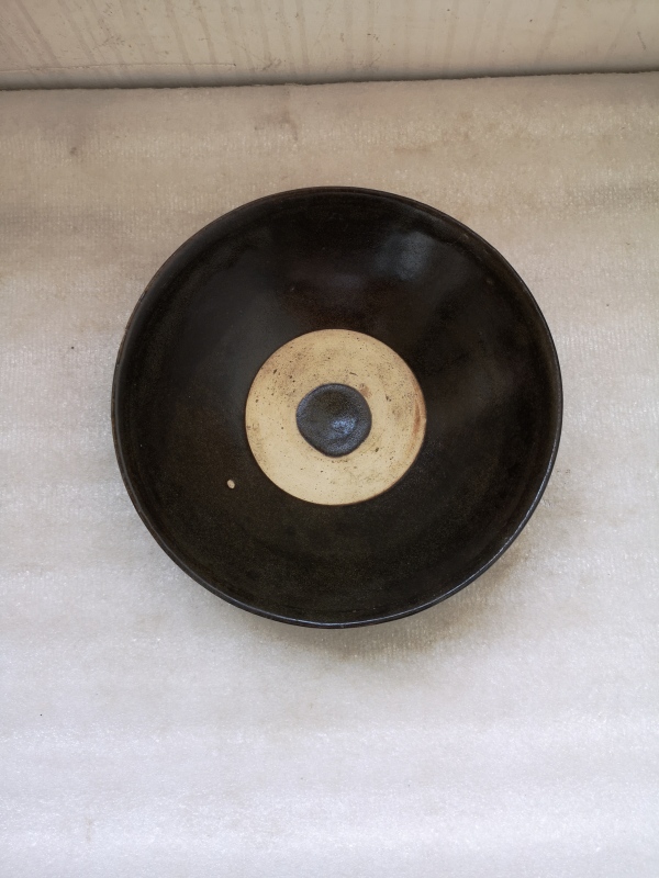 古玩陶瓷磁州窑黑釉墨书碗拍卖，当前价格500元