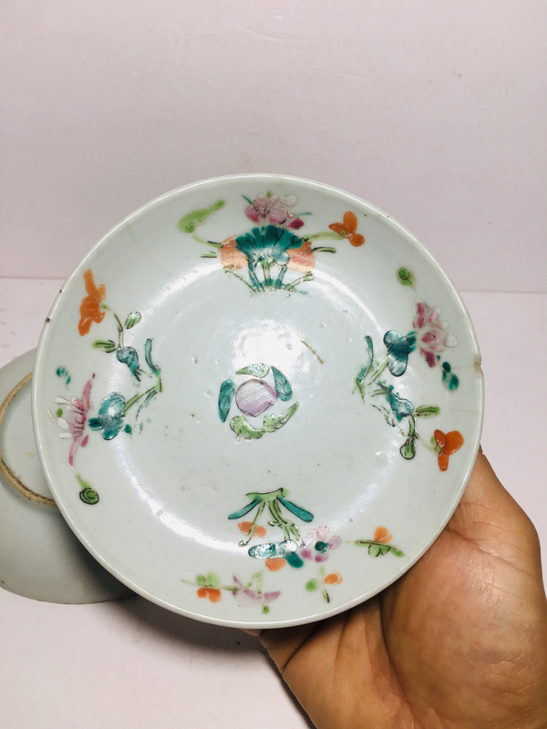 古玩陶瓷粉彩四季花卉紋盤拍賣,當前價格188元
