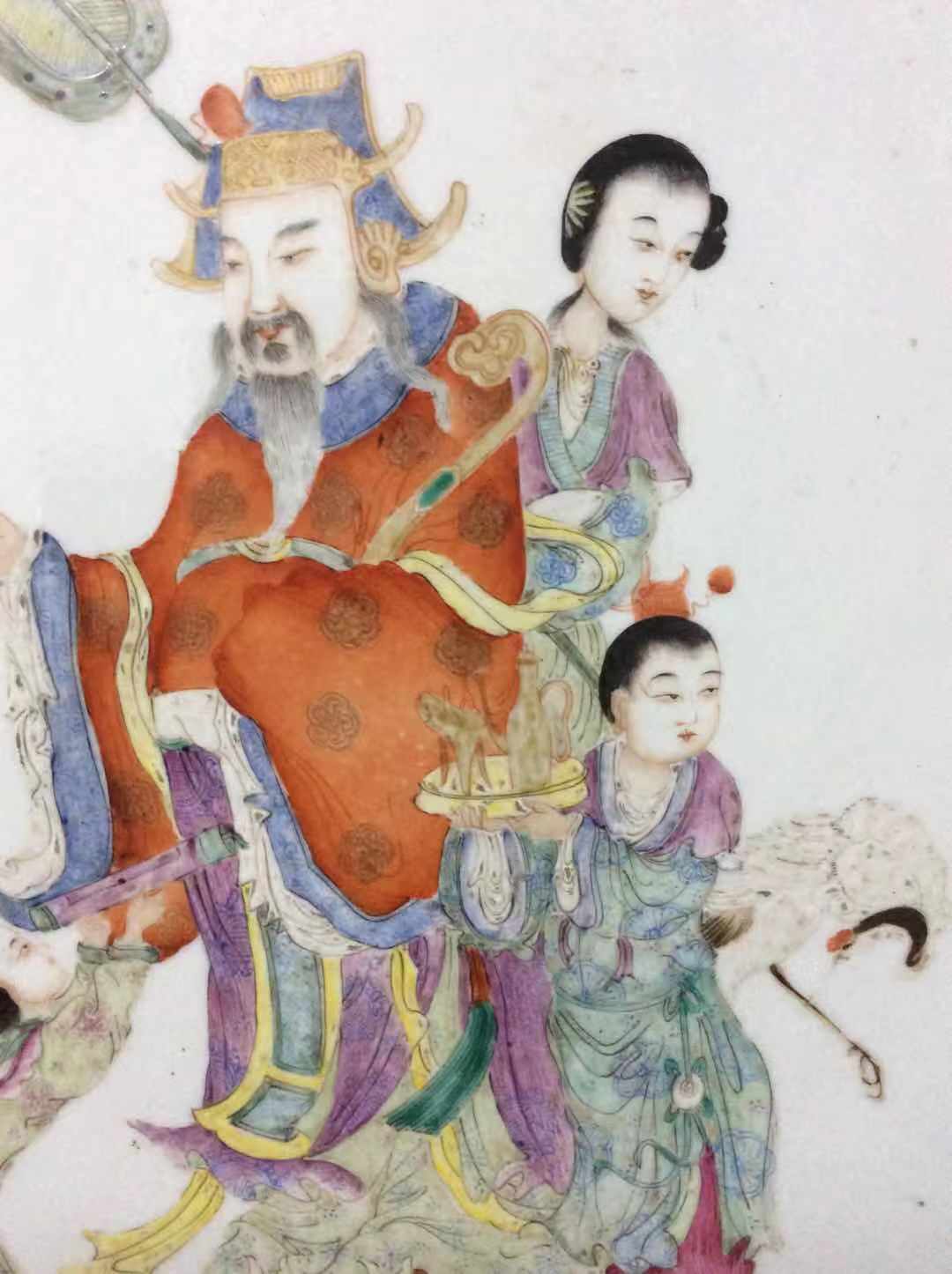 中国美術 清末 民国早期 淺降彩瑞獸紋瓷板